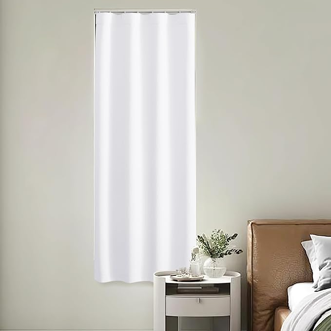 NICETOWN 1 Panel Blackout Door Curtain, Thermal Insulated Privacy Window Covering for Patio French Front Door Sidelight Curtain, Rod Pocket and Ceiling Track, W36 x L72 inch, Pure White