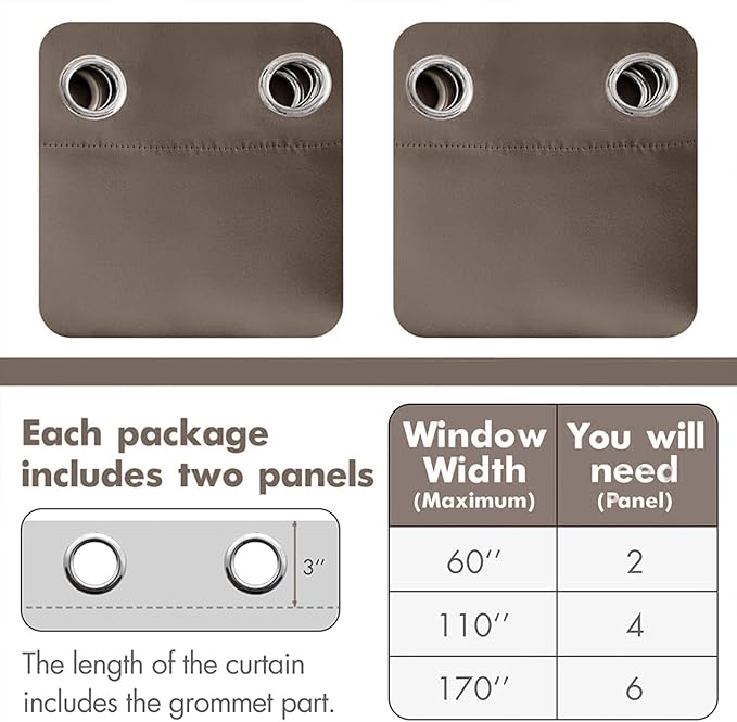 MIULEE Blackout Curtains 96 Inches Long for Bedroom Living Room Thermal Insulated Room Darkening Grommet Top Solid Light Blocking Drapery Set of 2 Window Panels Chocolate Brown