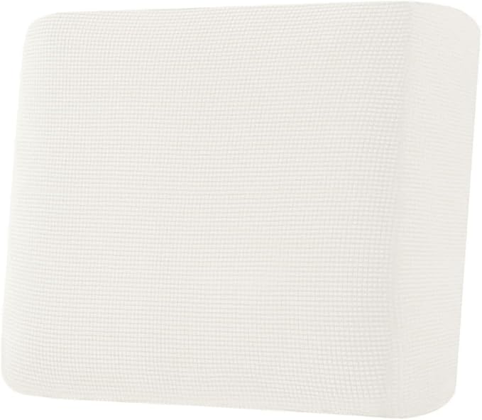 H.VERSAILTEX Super Stretch Individual Seat Cushion Covers Sofa Covers Couch Cushion Covers Slipcover Sets Thick Jacquard Textured Twill Fabric (1 Piece Chair Cushion Cover, Porcelain White)