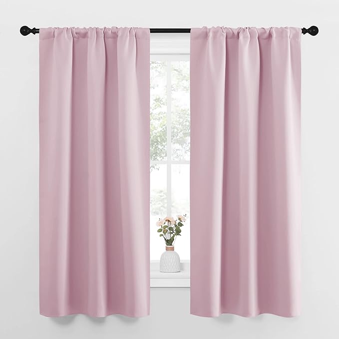 NICETOWN Bedroom Curtains, Room Darkening Draperies Window Curtain Panels, Thermal Insulated Room Darkening Curtains (Lavender Pink, 2 Panels, W34 x L63)