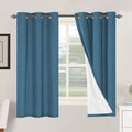 H.VERSAILTEX 100% Blackout Curtains for Bedroom Thermal Insulated Linen Textured Curtains Heat and Full Light Blocking Drapes Living Room Curtains 2 Panel Sets, Blue Sapphire, 42x63 Inch