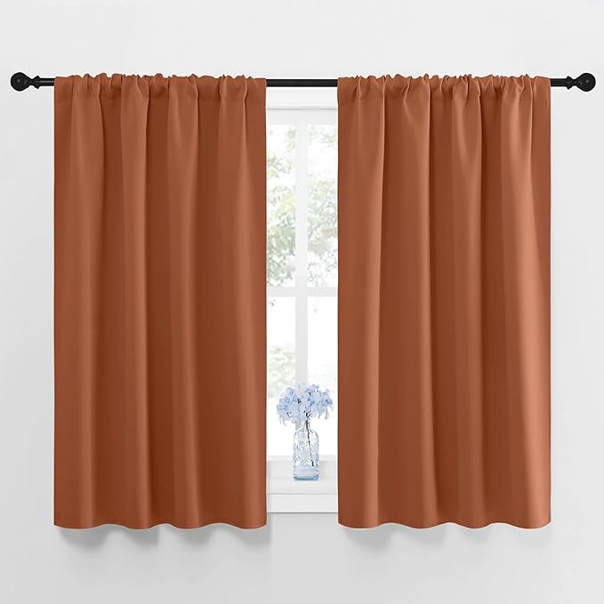 NICETOWN Blackout Curtains and Drapes - Thermal Insulated Solid Rod Pocket Blackout Draperies/Panels (Burnt Orange, 1 Pair, 42 by 48 inches)