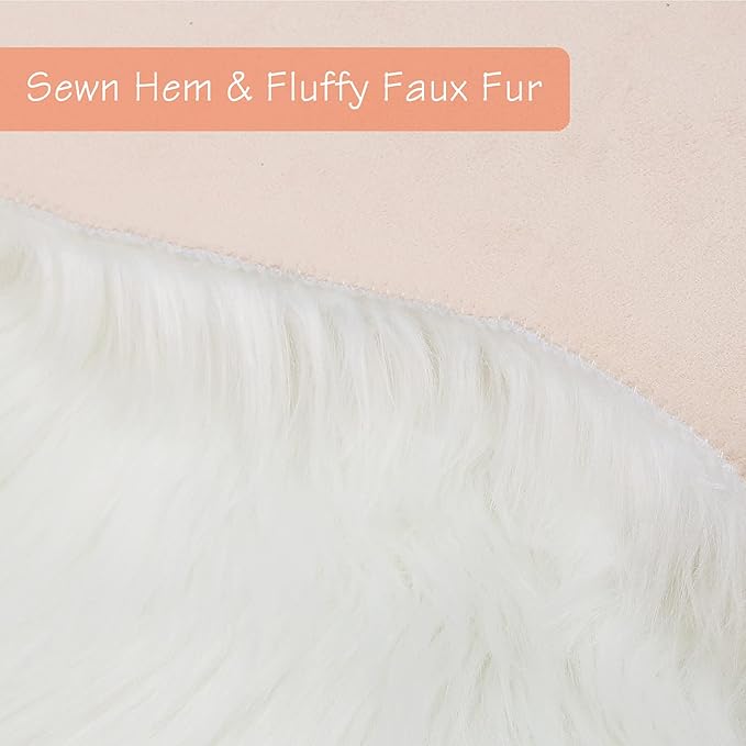 duduta White Faux Sheepskin Runner Rugs 2x6 ft, Fluffy Shag Rug for Bedroom Hallway Fur Sofa Couch Covers Non Slip