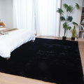 Ghouse Black 8x10 Area Rug Fluffy Faux Rabbit Fur Rug Black Plush Shag Rug for Living Room Bedroom, Playing Room, Nursery Room