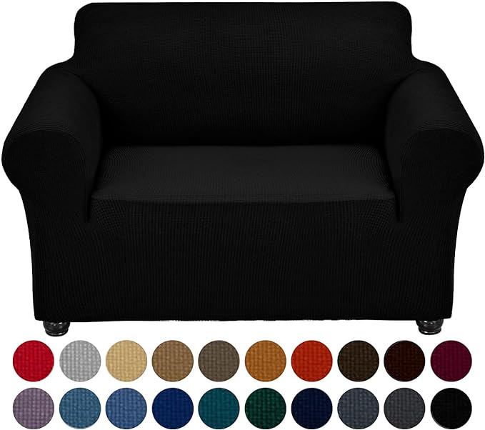 Joccun Stretch Chair Couch Cover,1-Piece Sofa Slipcover Spandex Jacquard Fabric Sofa Covers with Elastic Bottom,Washable Furniture Protector for Dogs,Cats,Kids(Armchair,Wide 35" - 55",Black)