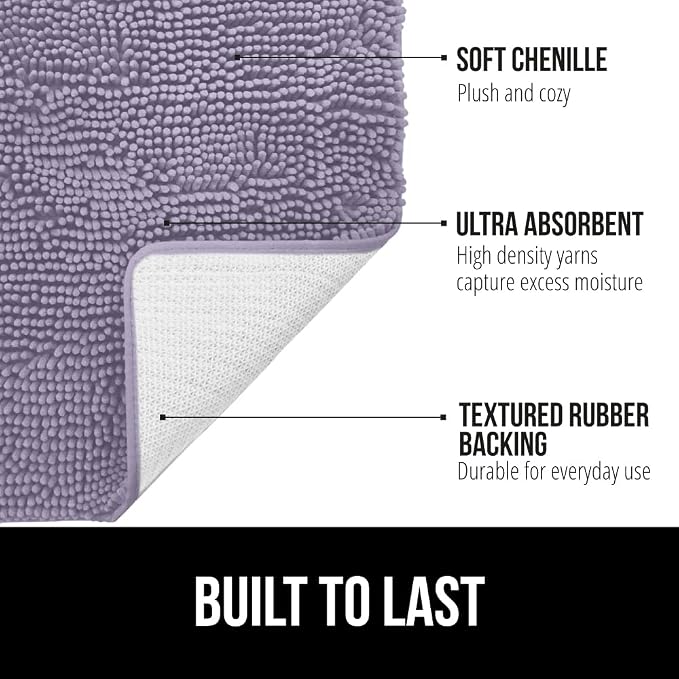 GORILLA GRIP Bath Rug Mat 30x20, Soft Absorbent Chenille, Quick Dry Microfiber - Image 2