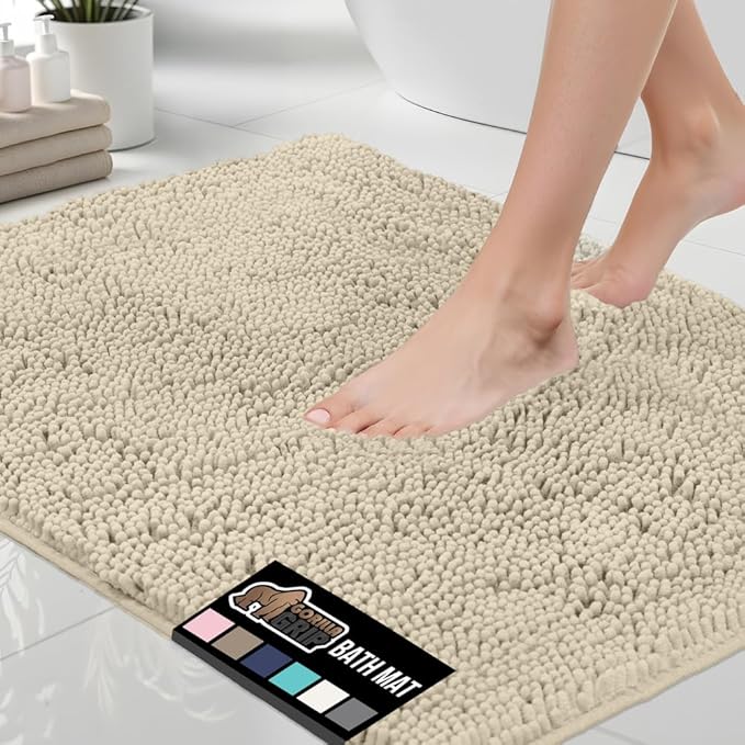 GORILLA GRIP Bath Rug Mat 44x26, Thick Soft Absorbent Chenille, Quick Dry by GorillaGrip