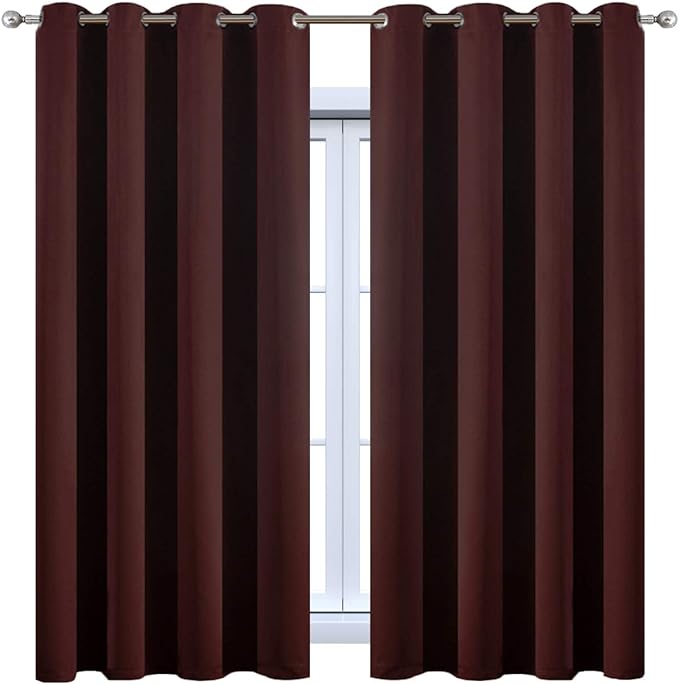 Yakamok Window Treatment Blackout Thermal Insulated Room Darkening Solid Grommet Curtains/Drapes for Bedroom Living Room (Burgundy Red,52x72-inch, 2 Panels)