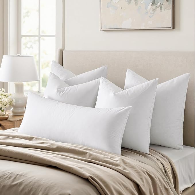 MIULEE Feather Pillow Insert 14x22, Decorative Down Feather Fluffy Throw Pillow Cotton Fabric for Living Room Sofa Bed