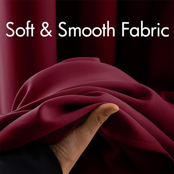 MIULEE Christmas Blackout Curtains for Bedroom Living Room Thermal Insulated Room Darkening Grommet Top Solid Light Blocking Drapery Set of 2 Window Panels 52 x 72 Inches Wine Red