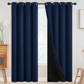 SimpleHome 100% Blackout Curtains for Bedroom,Thermal Insulated Grommet Window Drapes Room Darkening Navy Blue Curtains for Living Room with Black Back,52 x 96 Inch,2 Panels