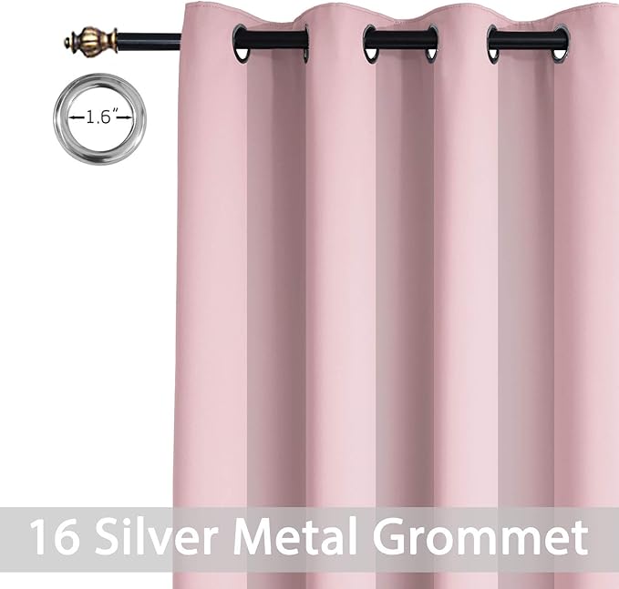 Yakamok Extra Wide Blackout Curtain for Sliding Glass Door, Grommet Thermal Insulated Room Divider Curtain 100W x 84L inch, Room Darkening Patio Curtain,8.3ft Wide x 7ft Tall, 1 Panel,Pink