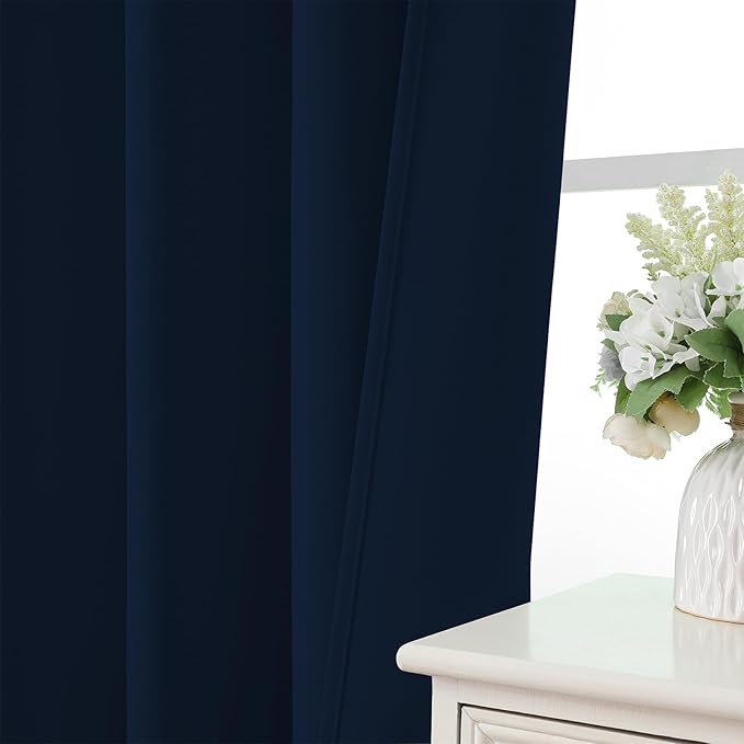 CUCRAF Navy Blue Blackout Curtains Customize, Rod Pocket Room Darkening Curtain for Bedroom Living Room, Thermal Insulated Window Drapes 1 Panel (Custom Size, Color)