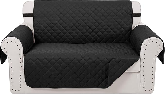 Reversible Loveseat Sofa Covers Couch Cover Furniture Protector(Loveseat Small,Black/Black)