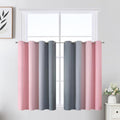 Estelar Textiler Grey and Pink Ombre Short Blackout Curtains 36 Inch Long, Thermal Insulated Grommet Small Half Window Drapes for Cafe/Basement/RV Camper/Kitchen, 52Wx36L, 2 Panels