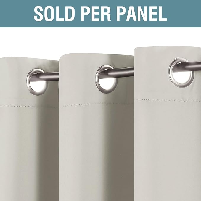 H.VERSAILTEX Room Darkening Curtain Thermal Insulated Curtain for Bedroom Window Treatment Grommet Curtain Panel Drapes, Energy Efficient for Living Room, Solid Ivory/Cream, One Panel, 52'W x 84'L