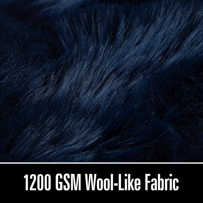 LOCHAS Soft Fluffy Faux Fur Rugs for Bedroom Bedside Rug 2x3 Feet, Washable, Furry Sheepskin Area Rug for Living Room Girls Room, Luxury Shag Carpet Home Decor, Light Navy