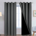 Yakamok 100% Dark Gray Blackout Window Curtain Panels Full Light Blocking Drapes with Black Liner Room Darkening Thermal Insulated Curtains for Bedroom/Living Room(Dark Grey, 52W x 96L, One Pair)