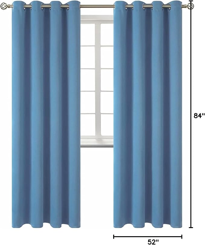 BGment Blackout Curtains for Bedroom - Grommet Thermal Insulated Room Darkening Curtains for Living Room, Set of 2 Panels (52 x 84 Inch, Faded Denim)
