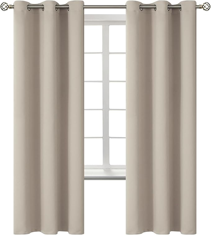 BGment Room Darkening Curtains 72 Inches Long - Grommet Thermal Insulated Drapes Window Treatment Curtains for Bedroom, 2 Panels, 42 x 72 Inch, Camel