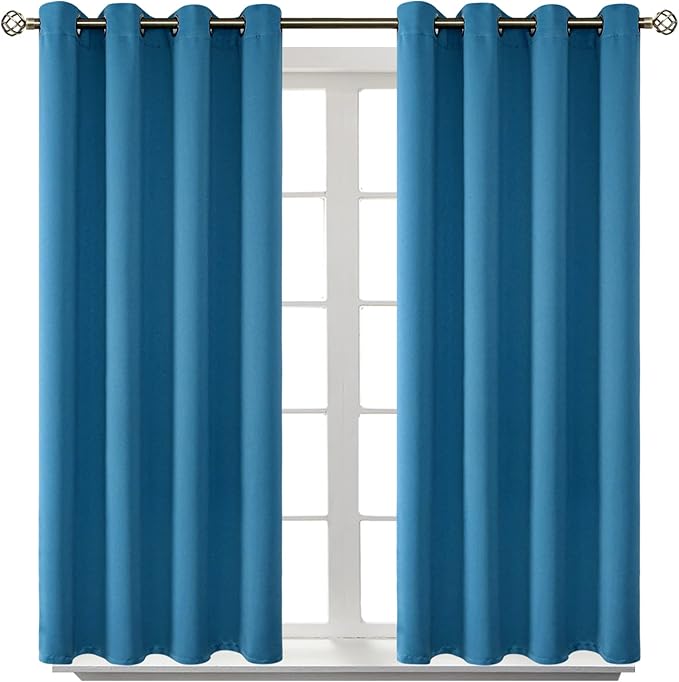 BGment Blackout Curtains - Grommet Thermal Insulated Room Darkening Bedroom and Living Room Curtains, Set of 2 Panels (52 x 54 Inch, Steel Blue)