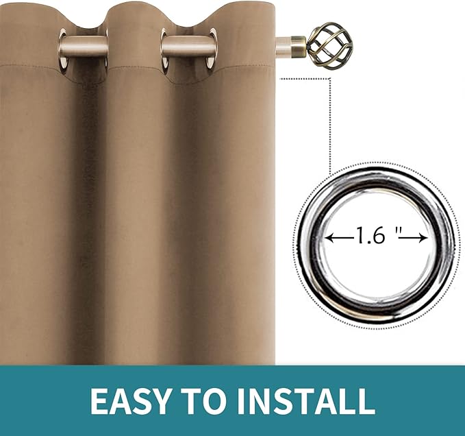 BGment Blackout Curtains for Living Room - Grommet Thermal Insulated Room Darkening Curtains for Bedroom, 2 Panels of 42 x 84 Inch, Taupe