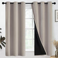 SimpleHome 100% Blackout Curtains for Bedroom,Thermal Insulated Natural Grommet Window Drapes Room Darkening Curtains for Living Room with Black Back,38 x 63 Inch,2 Panels