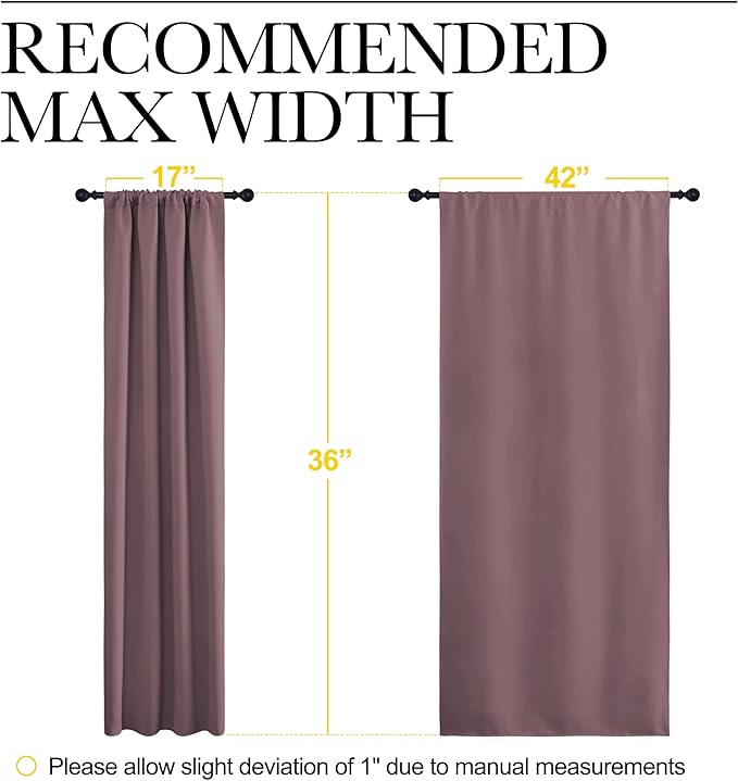 NICETOWN Kitchen Curtains, Short Blackout Curtains & Drapes, Small Window Draperies for Dining Room, Cupboard (Dry Rose, 42" W by 36" L, Set of 2)