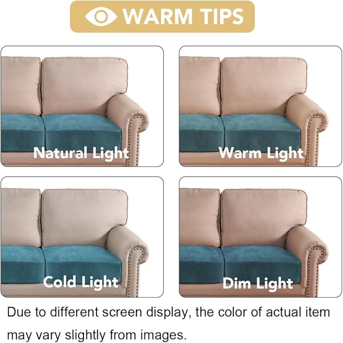 H.VERSAILTEX Velvet Stretch Couch Cushion Cover Plush Cushion Slipcover for Chair Loveseat Sofa Cushion Furniture Protector Seat Cushion Sofa Cover (2 Piece Medium Sofa Cushion Covers, Peacock Blue)