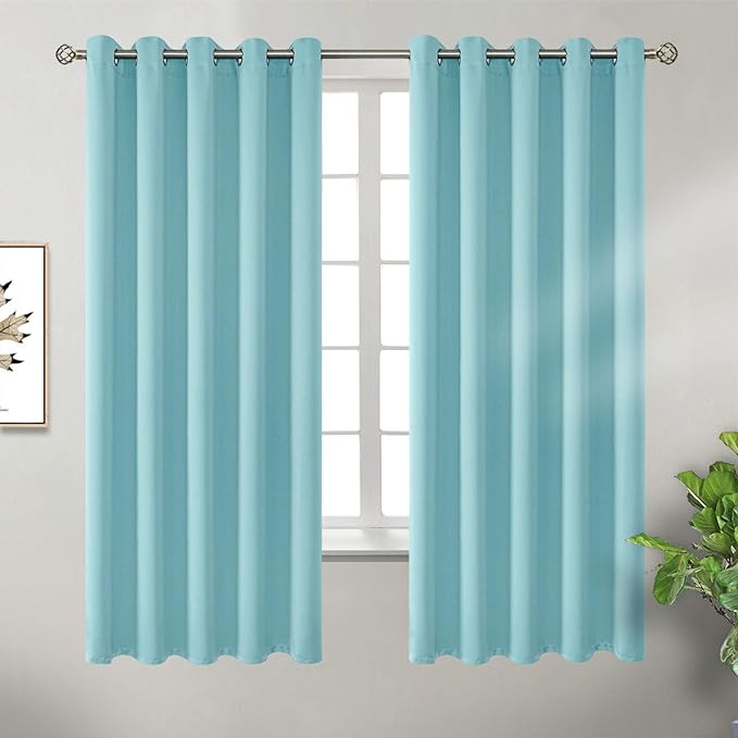 BGment Blackout Curtains - Grommet Thermal Insulated Room Darkening Bedroom and Living Room Curtains, Set of 2 Panels (70 x 63 Inch, Baby Blue)