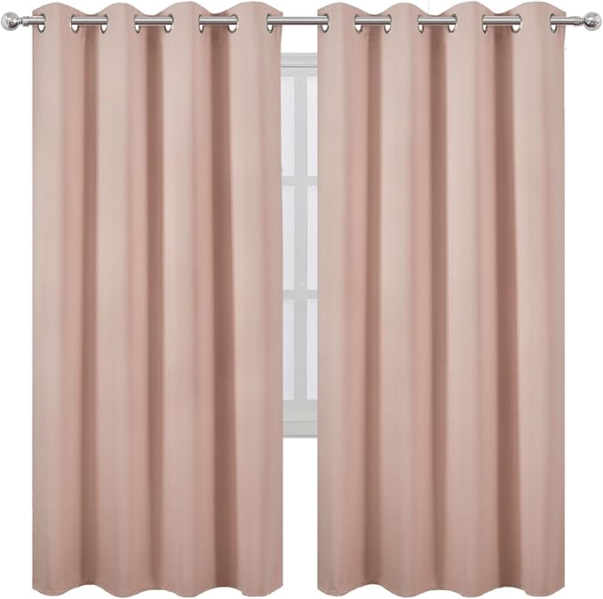 LEMOMO Blush Thermal Blackout Curtains/52 x 72 Inch/Set of 2 Panels Room Darkening Curtains for Bedroom