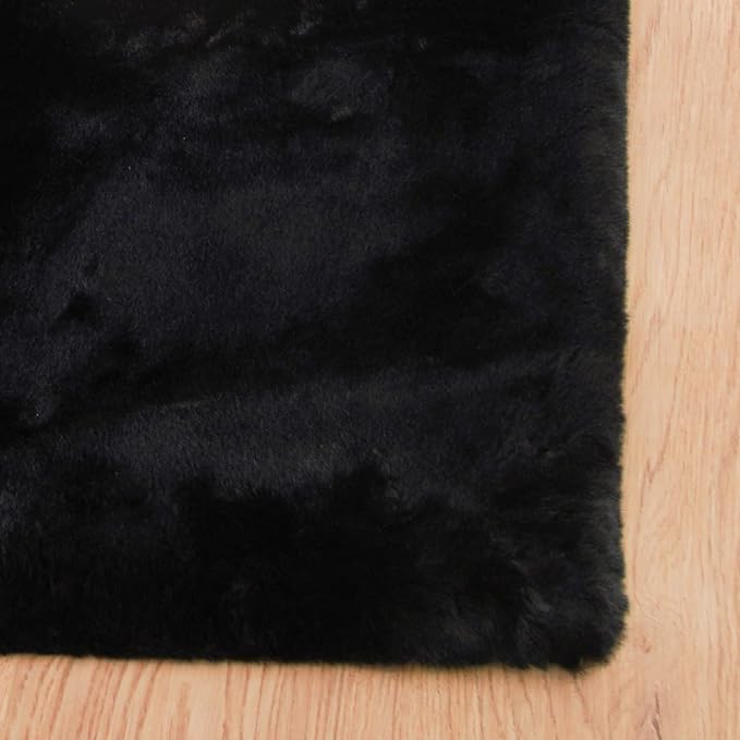 ORINOVA Black Fluffy Living Room Furry Rugs for Living Room Washable Shaggy Area Rugs for Bedroom 4x6 Rug for Nursery Decor