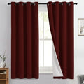Yakamok 100% Blackout Curtain Panels 63 inches Cold and Light Blocking Drapes for Nursery, 2 Thick Layers Thermal Insulated Draperies (2 Pieces, 50 Wide Each Panel, Burgundy Red/White Backing)