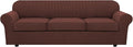 H.VERSAILTEX 4 Piece Stretch Sofa Covers for 3 Cushion Couch Covers for Living Room Furniture Slipcovers (Base Cover Plus 3 Seat Cushion Covers) Thicker Jacquard Fabric (Large Sofa, Burnt Brick)