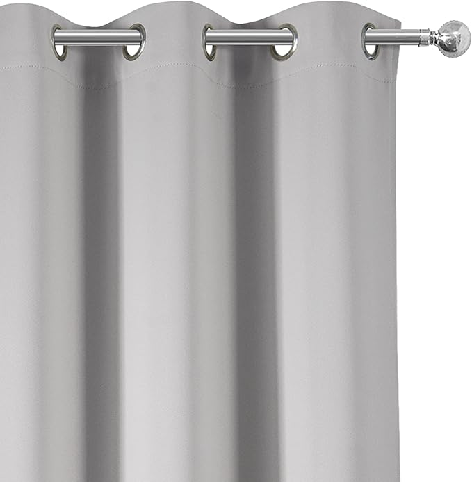 LEMOMO Light Grey Blackout Curtains 34 x 84 Inch Length/Set of 2 Curtain Panels/Thermal Insulated Room Darkening Blackout Curtains for Bedroom