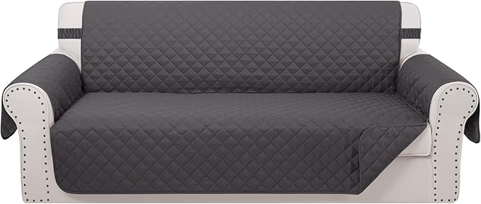 Reversible Sofa Covers Couch Cover Furniture Protector for Dogs Elastic Straps Water Resistant(Sofa,Dark Grey/Dark Grey)