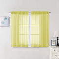 Chyhomenyc Sheer Curtains 54 Inch Long 2 Panels Set, Light Filtering Short Soft Airy Short Cafe Curtains, Modern Rod Pocket for Dinning Living Room Bedroom, Each 42Wx54L in, 2PCS, Lemon