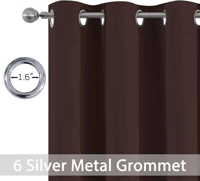 Yakamok Premium Room Darkening Thermal Insulated Curtains for Bedroom/Living Room - Classic Grommet Top (2 Panels, Chocolate Brown, 38 Inch by 72 Inch)