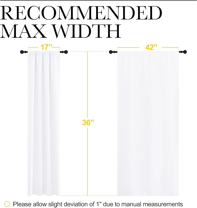 NICETOWN RV Curtains for Camper Windows, White Curtains for Kitchen, Home Decoration Light Filtering Drapes for Small Window (42 inches Wide by 36 inches Long, 1 Pair)