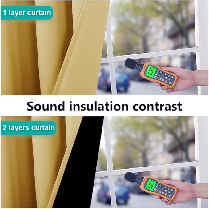 NICETOWN 100% Blackout Window Curtain Panels, Heat and Cold Blocking Drapes with Black Liner for Nursery, 84 inches Drop Thermal Insulated Draperies (Yellow, 2 Pieces, 52 inches Wide Each Panel)
