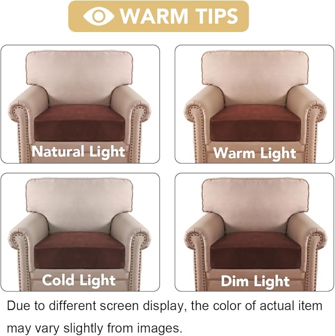 H.VERSAILTEX Velvet Stretch Couch Cushion Cover Plush Cushion Slipcover for Chair Cushion Furniture Protector Seat Cushion Sofa Cover (1 Piece Armchair Cushion Covers, Burnt Brick)