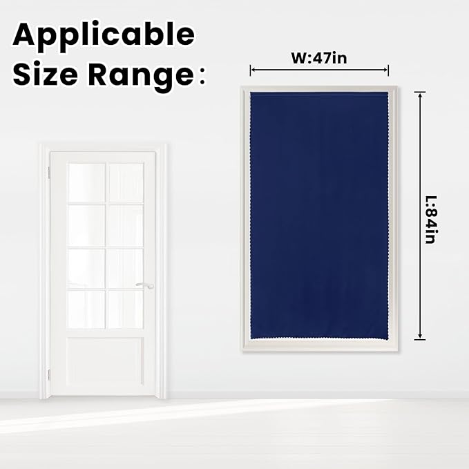 Self Adhesive Portable Blackout Curtains for Bedroom Easy to Install Window Thermal Lnsulated Kitchen Room Darkening Small Window Curtains, 47" W X 84" L, Navy Blue, 1 Panel