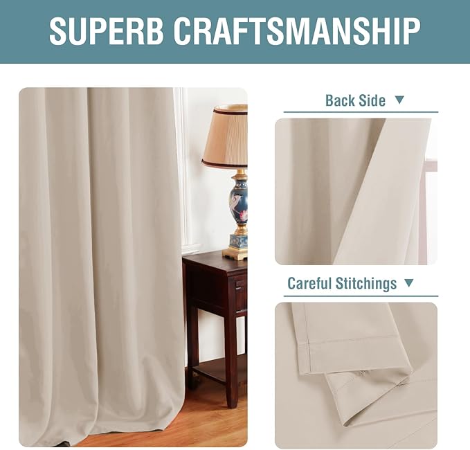 H.VERSAILTEX Blackout Curtain for Living Room Thermal Insulated Window Treatment Curtain Extra Long 108 inch Length Energy Saving Solid Grommet Top Blackout Drape, One Panel, Fog, 52" W x 108" L