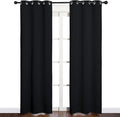 NICETOWN Blackout Draperies Window Curtain Panels, Autumn/Winter Thermal Insulated Solid Grommet Blackout Curtains/Drapes for Cafe (Set of 2, 34 inches by 84 inches, Black)