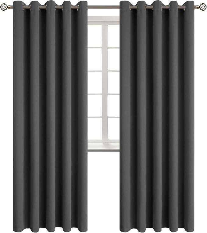 BGment Blackout Curtains for Bedroom - Grommet Thermal Insulated Room Darkening Curtains for Living Room, Set of 2 Panels (70 x 84 Inch, Dark Grey)