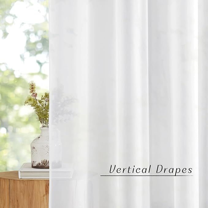 NICETOWN White Sheer 54 inch Length Curtains, Grommet Soft Voile Sheer Light Filtering Lightweight & Breathable Window Treatments for Nursery/Cafe, W30 x L54, 2 Panels