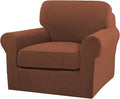 Turquoize 2 Piece Chair Covers Chair Slipcovers for Living Room Armchair Couch Cover Chair Sofa Cover with Individual Cushion Covers Furniture Cover for Chairs Feature Jacquard Fabric (Chair, Caramel)