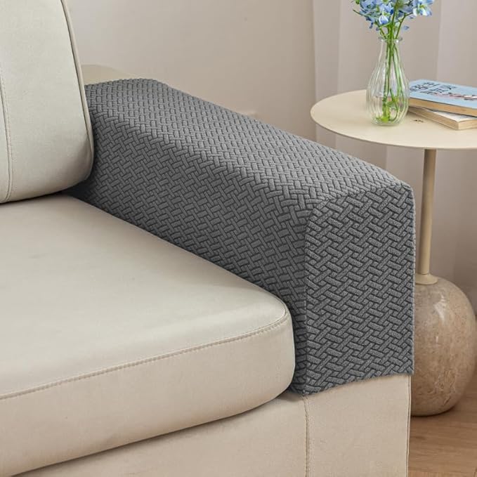Soothing Home Sofa Covers, Sofa Hero Covers, Wear-Resistant Universal Couch Covers Washable Stretch Sectional Couch Cushion Covers (Grey,Arm Rest Covers 2pcs)