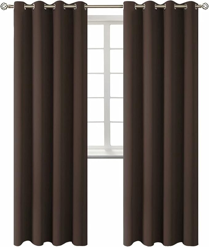 BGment Blackout Curtains for Living Room - Grommet Thermal Insulated Room Darkening Curtains for Bedroom, Set of 2 Panels (52 x 84 Inch, Brown)