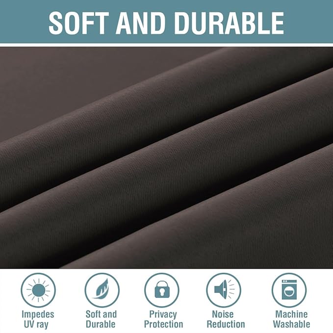 H.VERSAILTEX Brown Blackout Curtains for Living Room 120 Inches Length, Blackout Curtains for Bedroom Curtains & Drapes Thermal Insulated Drapes - Chocolate Brown, 1 Panel, 52" W x 120" L